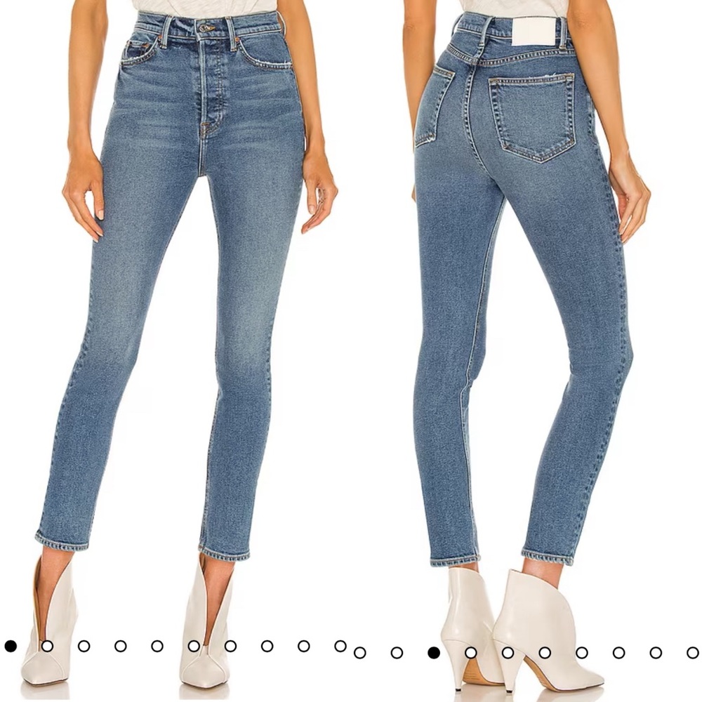 GRLFRND High-Rise Skinny Jeans in Medium Blue Wash